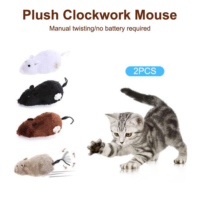 2Pcs Creative Wind Up Mouse Toys Funny Lifelike Plush Mouse Cats Toys Pet Interactive Toys Relieve Boredom Cat Toys Pet Supplies