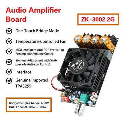 DC 18-50V ZK-3002 2G Обновленная плата чистого оконечного усилителя 300 Вт x 2 TPA3255 Моно мостовой 600 Вт Усилитель Аудио Музыкальный Усилитель Мощности