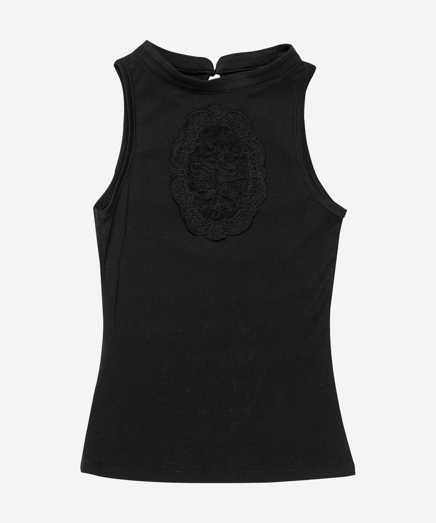 DARLING, YOU'RE BAD Rose Lace Halter Top #Black