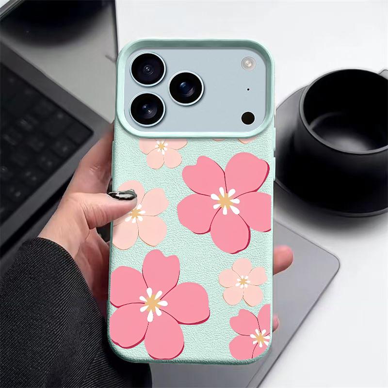 Силиконовый чехол для телефона с цветочным узором для iPhone 17 Pro Max 16 15 14 Pro Max 13 Pro Max 11 Ударопрочный чехол с текстурой мягкой кожи