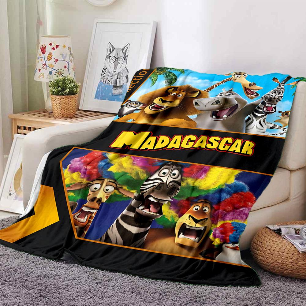 1pc Madagascar Adventure flannel Blanket for Super Soft Cute Comfort Blanket for Travel Bedding Couch Sofa Blanket Y73030