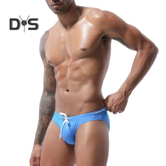 Мужские летние плавки с низкой посадкой, дизайн на шнурке, плавки, быстросохнущий купальник с регулируемой линией талии