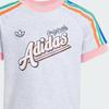 adidas Оригинальный повседневный спортивный комплект Набор из футболки и шорт 3 полоски Удобный Модный Простой Универсальный Комплект из 2 предметов Детские комплекты Белый Розовый JC5884