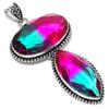 Bi-Color Tourmaline Gemstone Handmade 925 Sterling Silver Pendant 3.55" K9j72