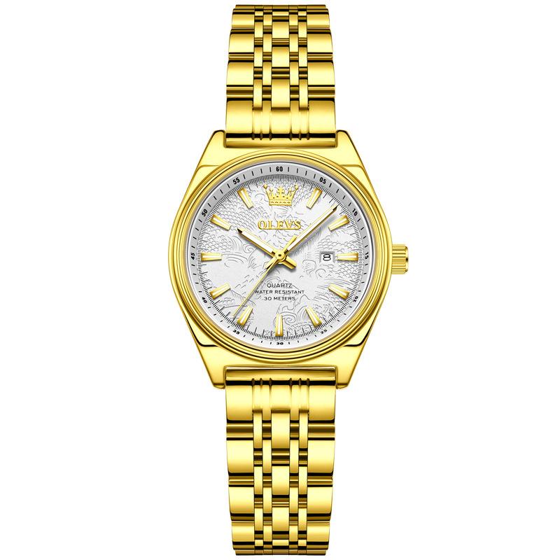 OLEVS Женские кварцевые часы Роскошные Золотые Повседневные Ремешок из нержавеющей стали Водонепроницаемые Светящиеся Элегантные Женские Деловые часы