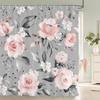 Elegant Floral Flowers Retro Rose Shower Curtain Polyester Bath Curtain Bathroom Decor Washable With Hook