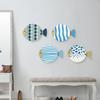 4Pcs/Set Wooden Fish Wall Decoration Farmhouse Rustic Nautical Fish Wall Art Sculpture Home Living Room Bathroom Wall Decorative Sign