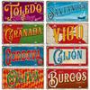 Artisan SPAIN License Plate Metal Sign City Landmark Wall Decor Decorative Vehicle Plate for Bar Pub Club Hotel Cafe Wall Art