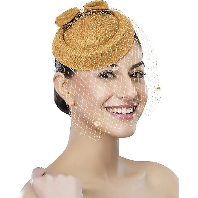 Шляпка-таблетка с вуалью Винтажные fascinators для женщин Чайная вечеринка Свадебные Хэллоуин Шляпы для Первого Причастия
