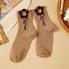 Коричневые ретро хлопковые носки Носок с медведем Носки средней длины для девочек Удобные Осенне-зимние Мягкие Кавайные носки для женщин
