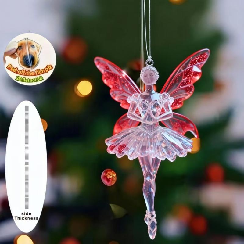Блестящие 2D акриловые подвески Балерина Симуляция Рождественские елочные подвески Подвеска-шарм для зеркала заднего вида автомобиля Украшение Орнаменты