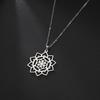 Flower Necklace for Women Stainless Steel Chain Necklace Vintage Sacred Geometry Amulet Jewelry Party Gift