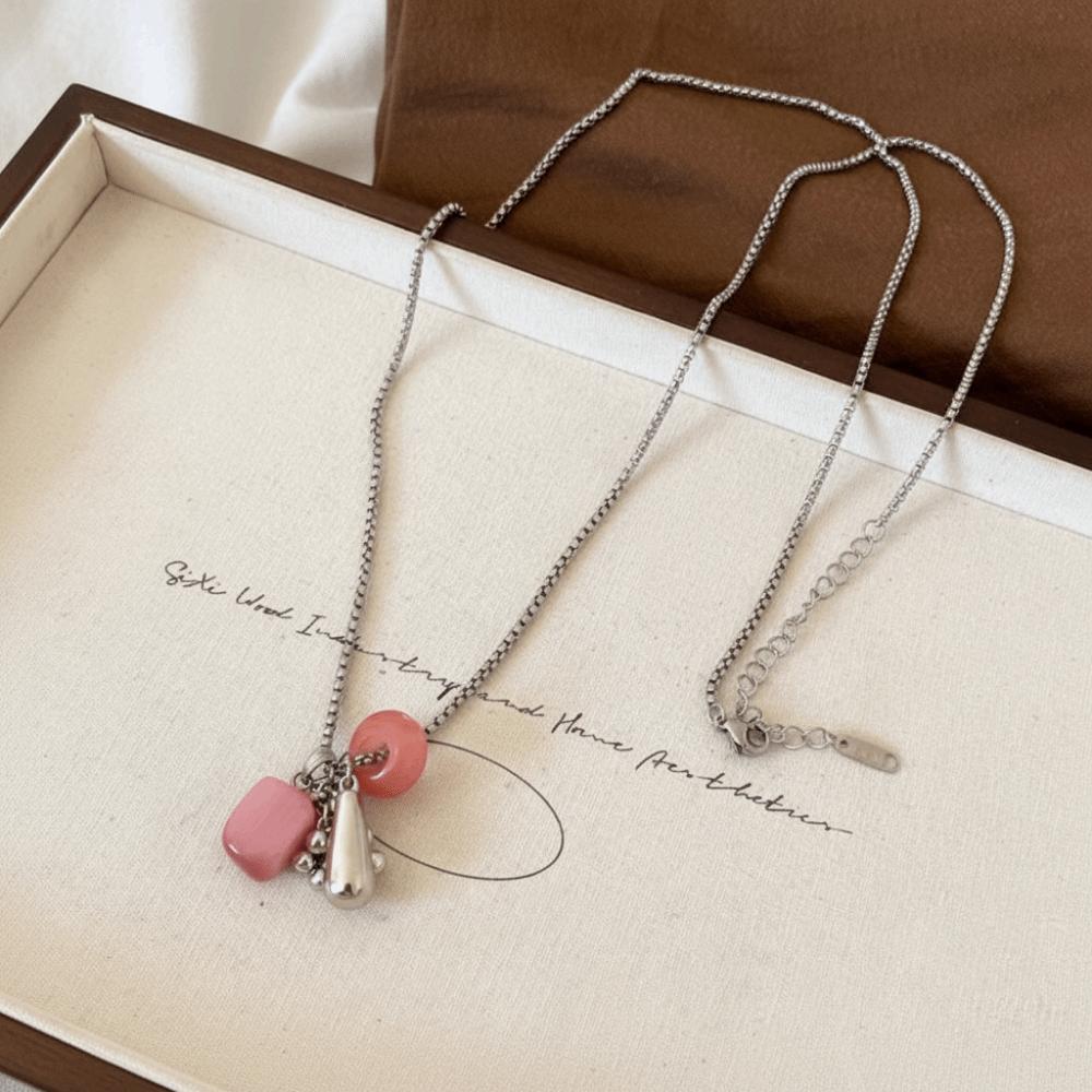 Colorful Water Drop Pendant Necklace Silver Plated Grape Skewers Necklace Gift