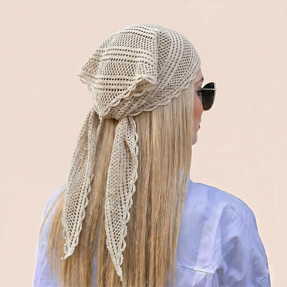 Solid Color Triangle Wrap Hollow Out Lady Shawl Flower Fashion Lace Scarf Women