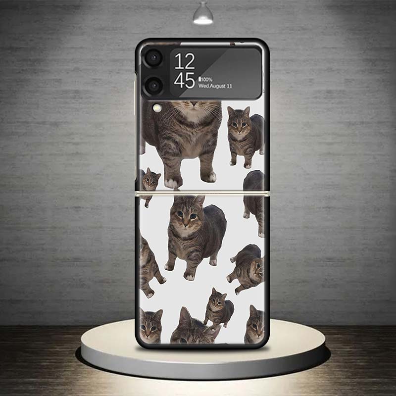 Чехол для телефона с мемами "Плачущий кот" для Samsung Galaxy Z Flip 7 6 5 4 3 5G Ударопрочный чехол Z Flip7 Flip6 ZFlip5 Flip3 Flip4 Роскошный чехол