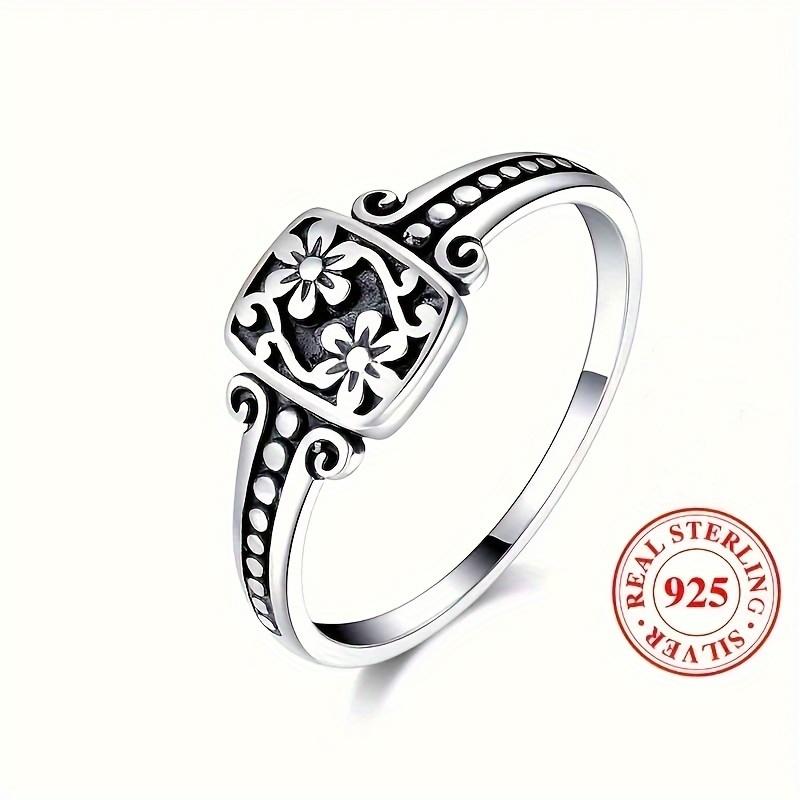 Винтажные кольца из стерлингового серебра 925 пробы для женщин с дизайном «цветок сливы», антикварные аксессуары, простые элегантные украшения для вечеринок