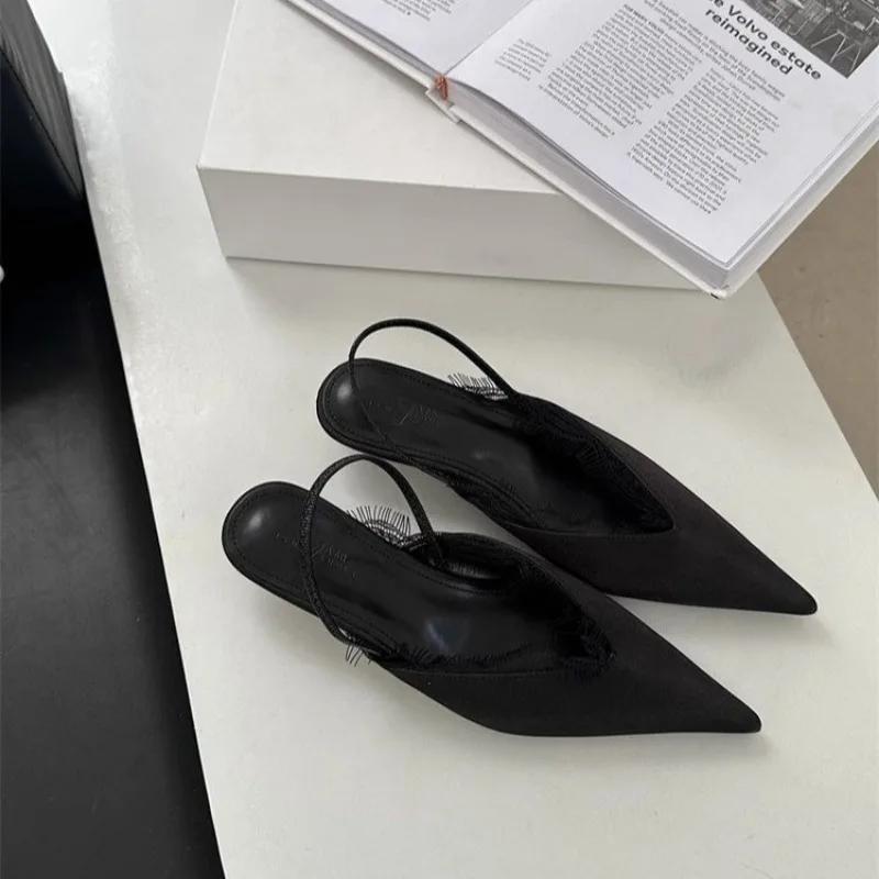 Туфли женские с закрытым носком женские сандалии модные сандалии женские с острым носком туфли на низком каблуке кружевные женские