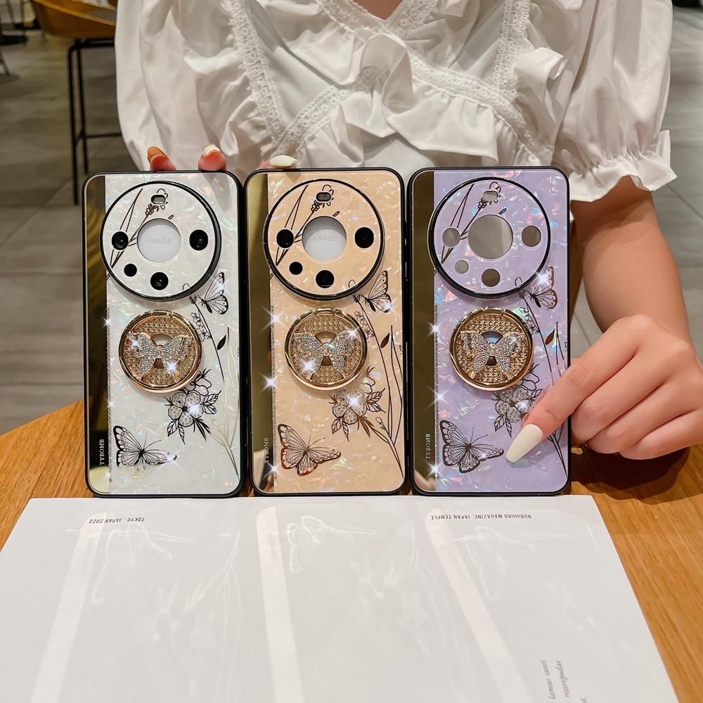 KEYSION Противоударный чехол для Huawei Mate 60 Pro+ 50 40 30 Pro Butterfly Ring Stand Phone Back Cover для Huawei nova 12s 11 10 Pro