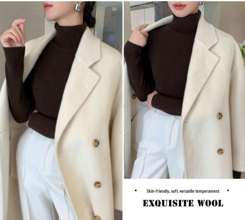 Elegant Women's High-Neck Sweater for Autumn/Winter 2026 - Slim Fit, Thick Knit, Show Thin Base Layer