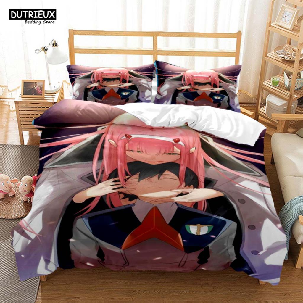 HD Anime Zero Two Darling In Franxx 3D Printed Bedding Queen Bedding Set Soft And Comfortable Customized King Size Bedding Set