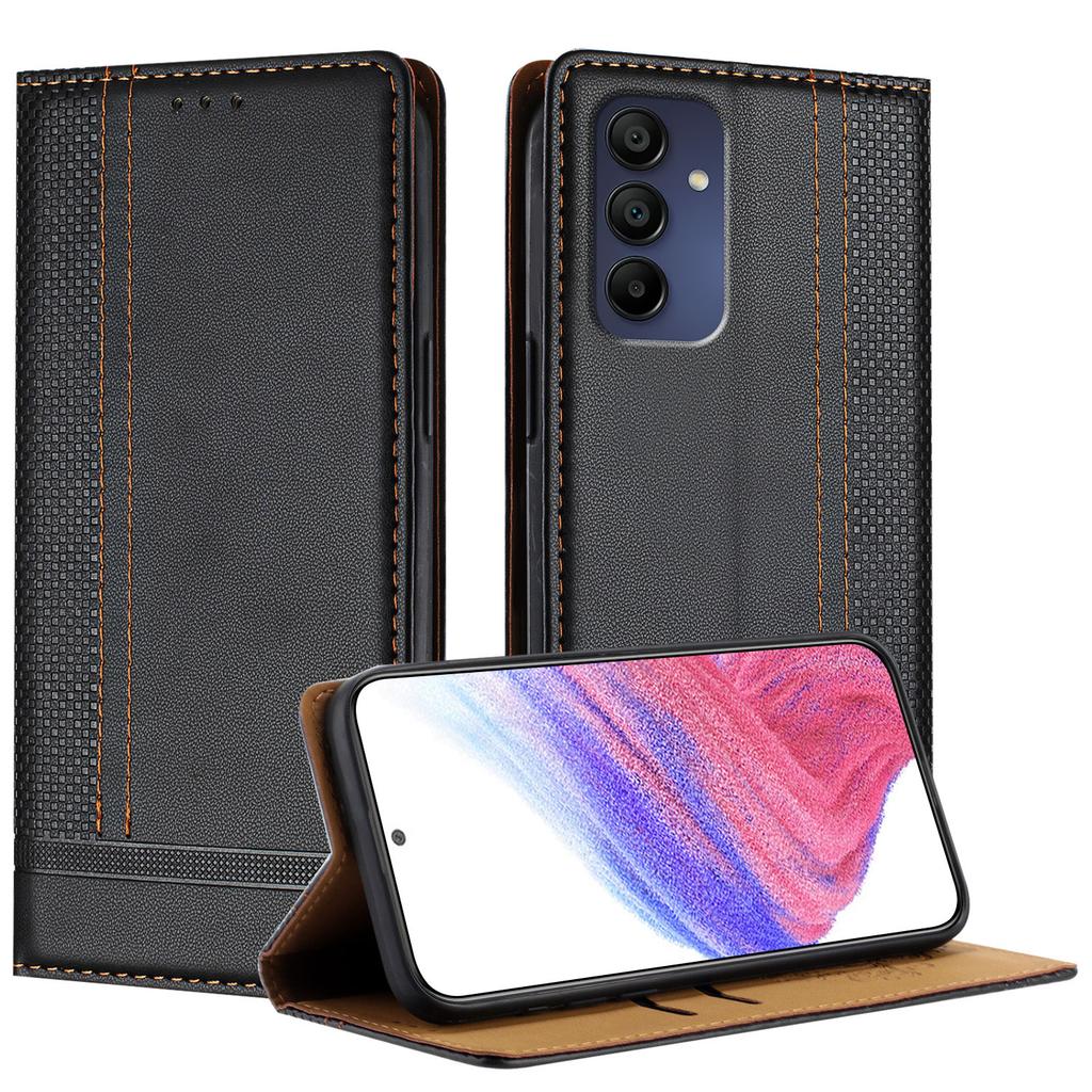 For Samsung Galaxy A16 4G/Galaxy A16 5G Case L-Shaped Grid Pattern Leather Stand Phone Cover with Card Slots