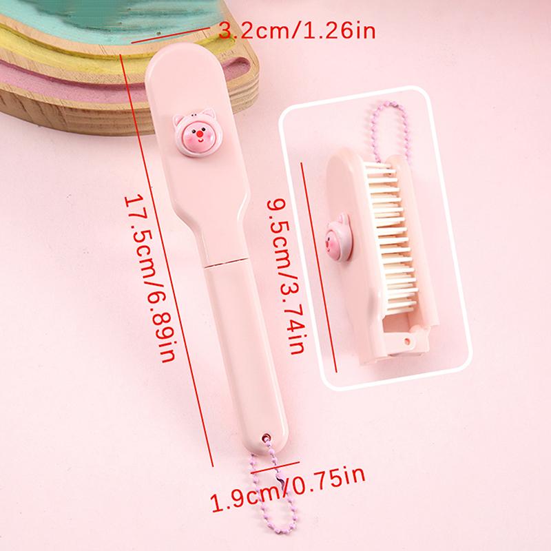 Cute Cartoon Pink Loopy Folding Comb Hairdressing Comb Anti-Static Hair Brush Portable Combs For Girls Women Hair Styling Tools