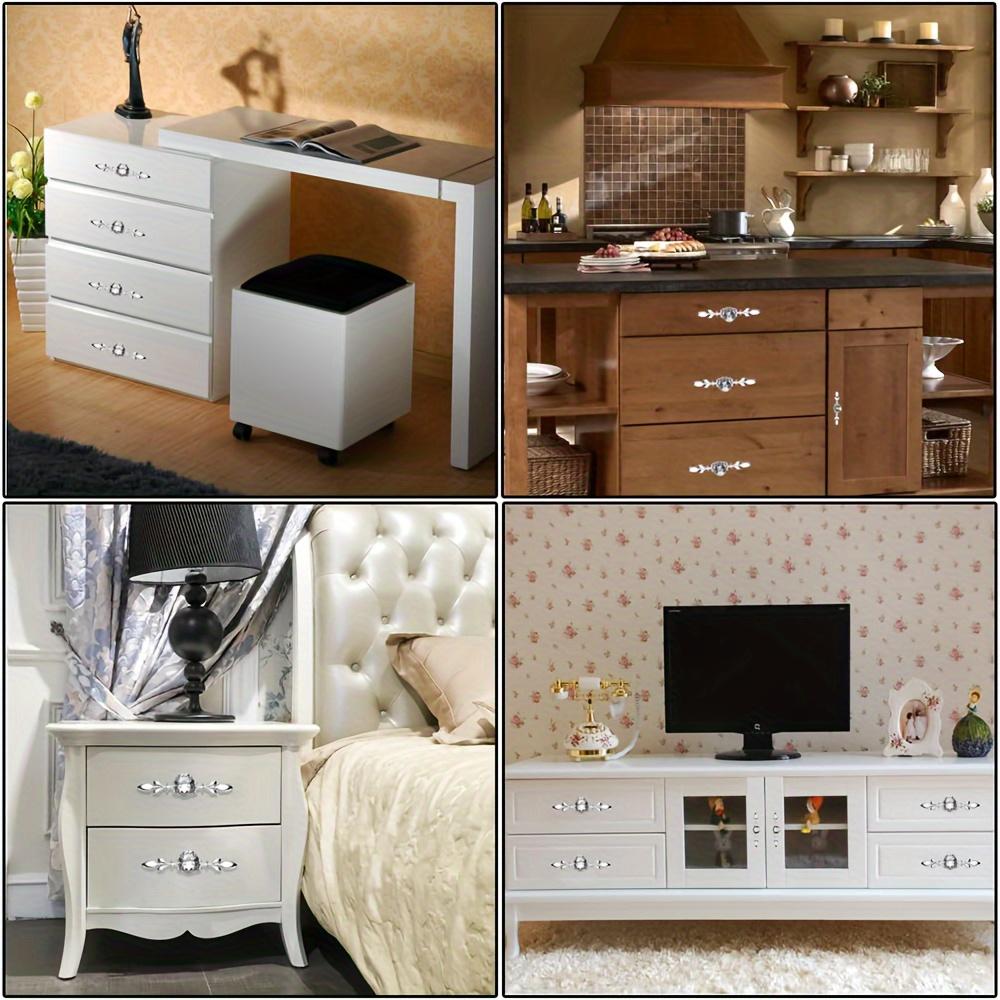 5pcs Drawer Dresser Knob Pulls Crystal Glass Diamond Decorative Knobs with Plate Cabinet Door Knobs with Screws for Cabinets (Single Hole with Screws)