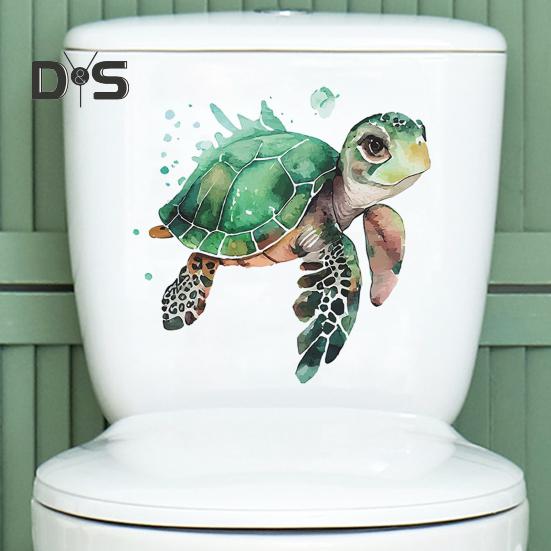 Наклейка на унитаз с изображением морской черепахи, съемная самоклеящаяся водостойкая ПВХ для гостиной, ванной комнаты, стены искусства, украшение для крышки унитаза с животными