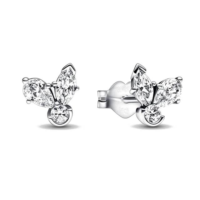 925 Silver Earrings Double Hoop Butterfly Earring Fit Charms Diy Fine Jewelry Gift For Women Making Accessories