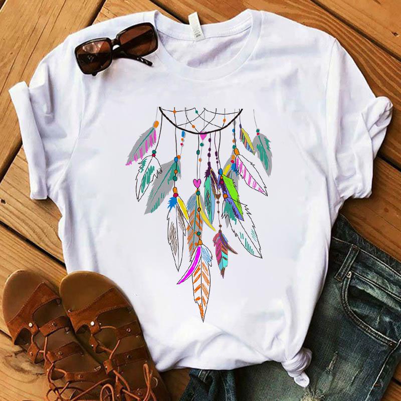 Women&Amp;#39;S T-Shirt Dream Catcher Graphic Print Top Female Tee Shirts Crew Neck Summer Casual Wear Kawaii Harajuku Oversized Tshirt