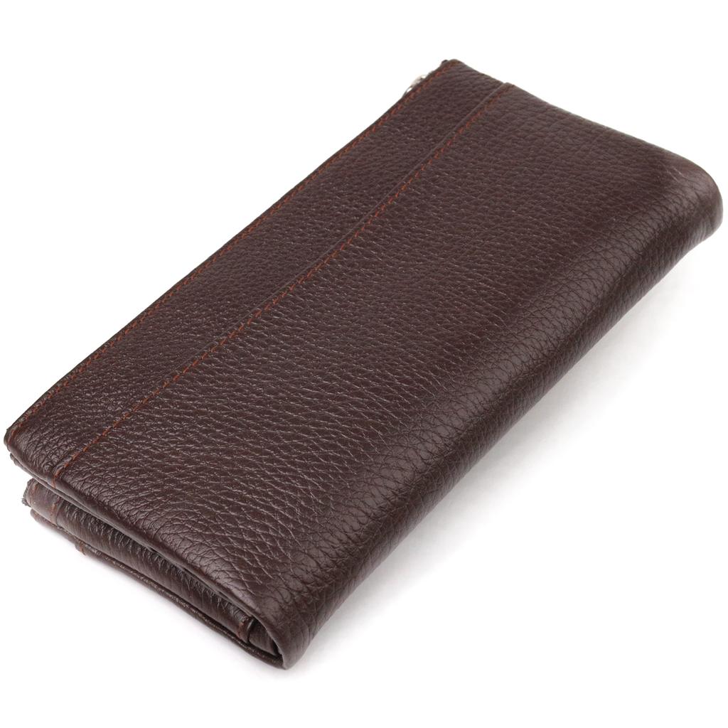 Практичный женский кошек из натуральной зернистой кожи CANPELLINI Wallet 21632 Коричневый