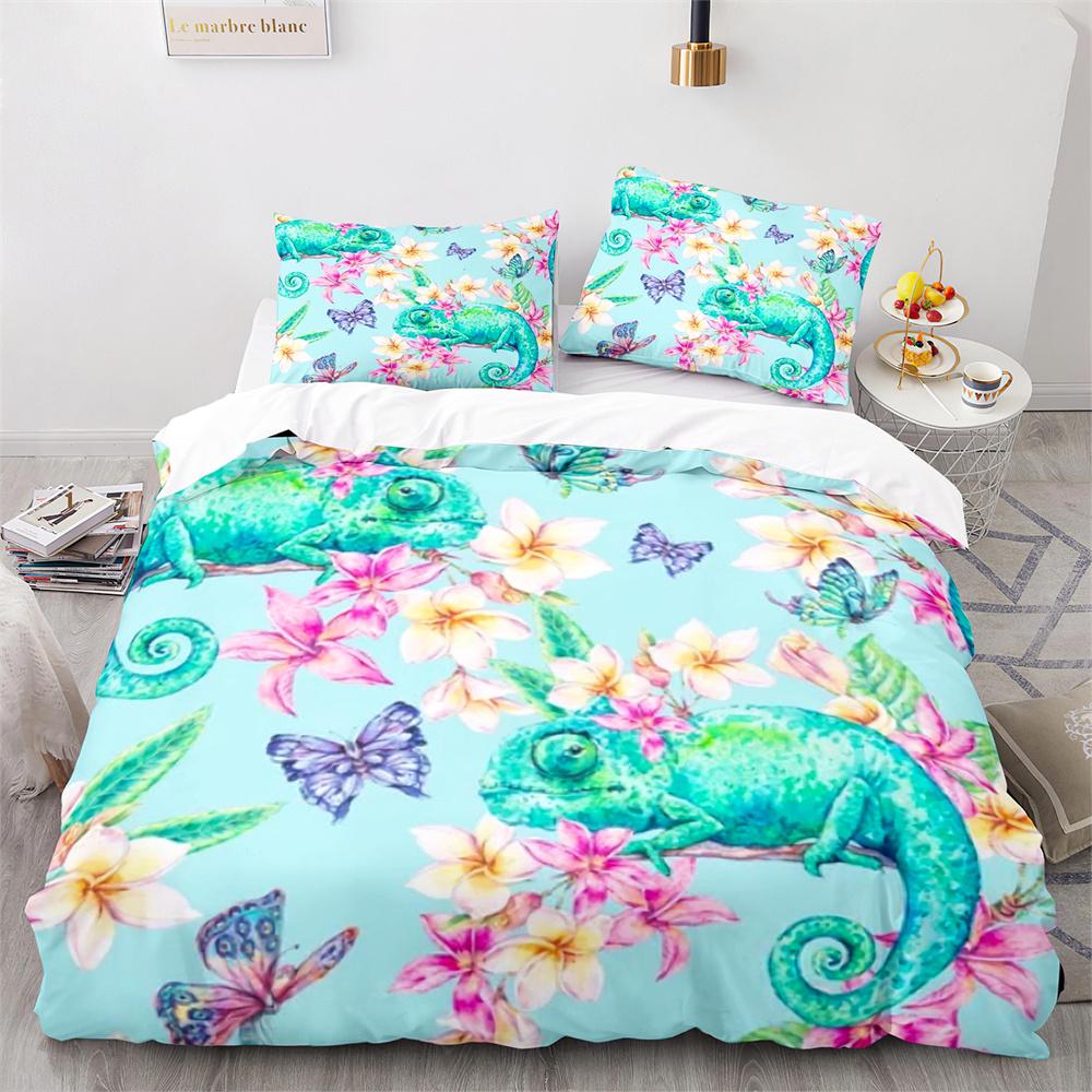 Lizard Duvet Cover Set Desert Wildlife Animal Pattern Comforter Cover King Queen Size for Adults Teens Animal Lovers Bedding Set