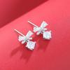 Sterling Zircon Bow Knot Earrings Women Elegant French Chic Minimalist Dainty Ear Studs