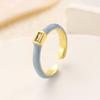 Trendy Temperament Enamel Lotus Leaf Fritillaria Colored Zircon Open Stackable Ring for Women Stainless Steel Designer Jewelry