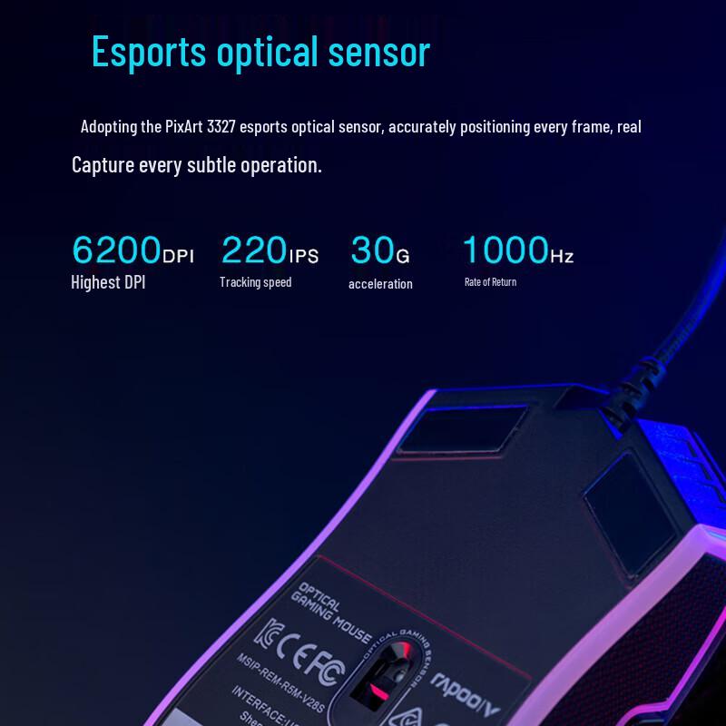 Rapoo V28S RGB Проводная игровая мышь