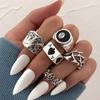 iF ME Punk Vintage Silver Color Poker Billiards Ring Set for Women Gothic Heart Anillos Hip Hop Y2k Korean Fashion Male Gift Jewelry