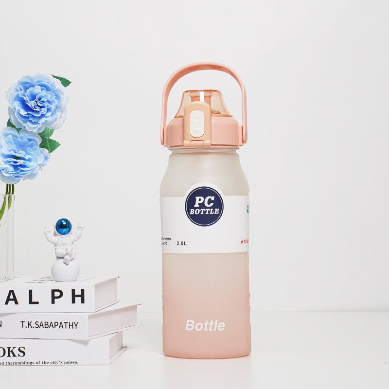 Water bottle matte gradual change large capacity straw cup high value outdoor fitness space cup plastic water cup
