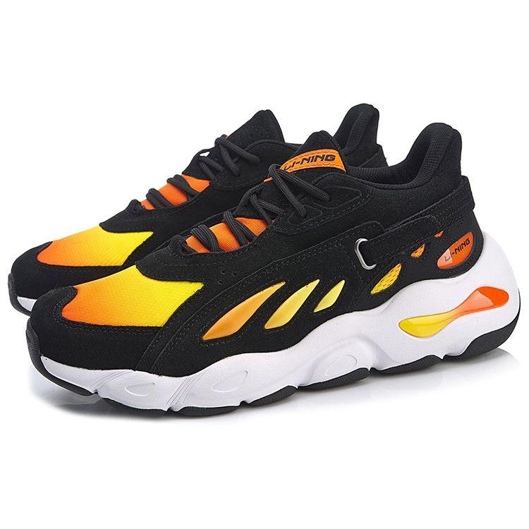 Li Ning Butterfly Shock Absorbing Non-Slip Low-Top Dad Shoes Men Sneakers Black Yellow AGCN225-6