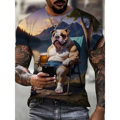 3D Футболки с принтом собаки Летние Уличные Повседневные С круглым вырезом и коротким рукавом Топы Харадзюку Смешной узор Мужские футболки