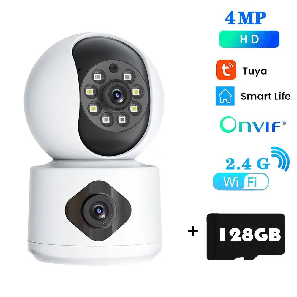 Tuya 8MP 5G Wifi Внутренний объектив Радионяня Цветная камера ночного видения 4k Двойной экран Автоматическое отслеживание Видеонаблюдение
