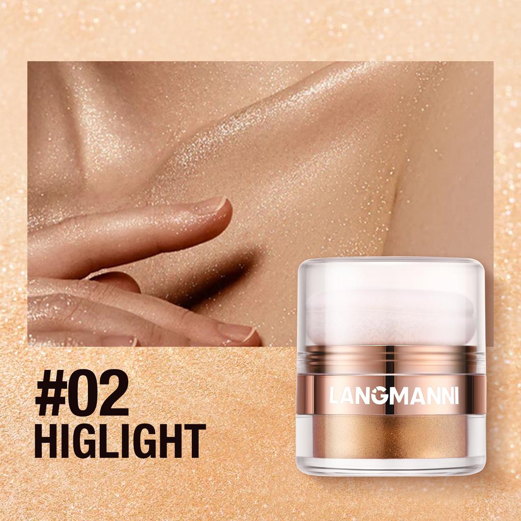 Professional Loose Highlighter Powder for Face Body Shimmer Illuminating Makeup Powder for Glowing Skin 4g/0.14oz