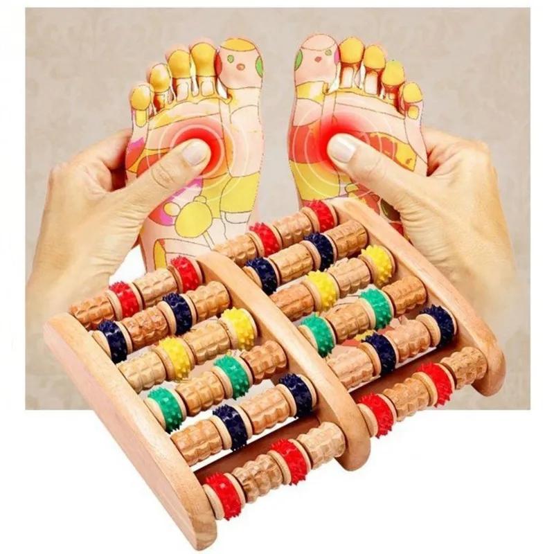 Деревянный массажер для ног, роликовый акупрессурный расслабляющий массаж, снятие боли и стресса, шиацу, роликовый массажер для ухода за ногами, оптовая продажа