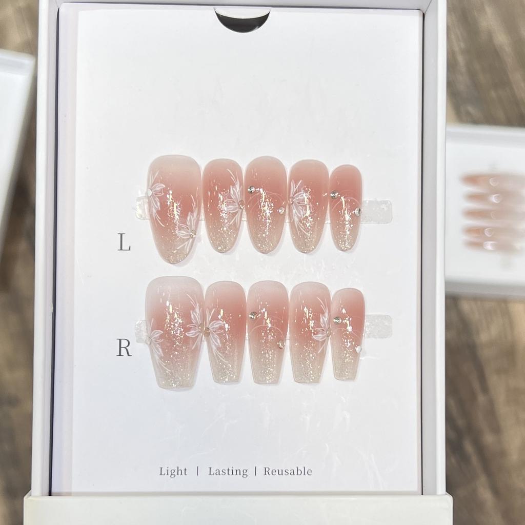 Hand-woven Armor French Ice-Transparent Nude Blush Manicure Removable Armor Plate