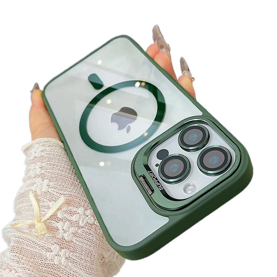 Highend Luxury Quality Magnetic Shockproof Phone Case For iPhone 16 15 14 13 12 11 Pro Max For Magsafe Funda Stand Glass Lens Protector Cover