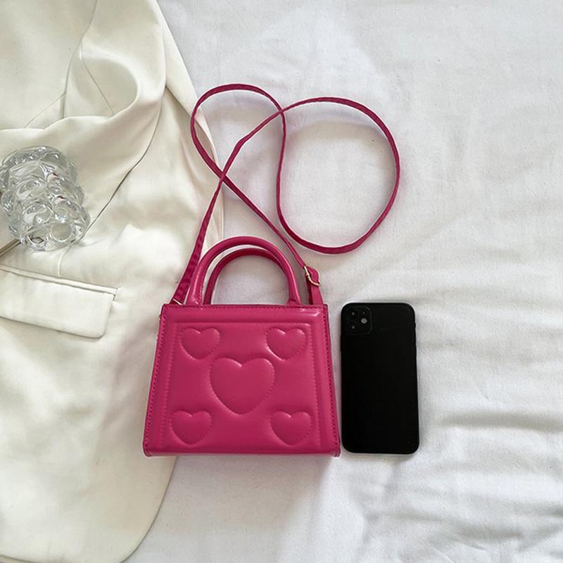 Шикарная ретро однотонная мини-сумка, универсальная сумка через плечо из искусственной кожи в корейском стиле с узором в виде сердца и любви для девочек старшей школы