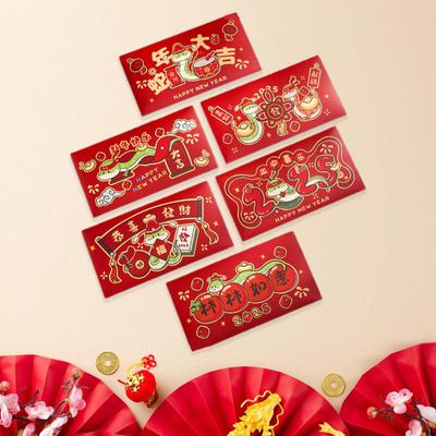 6 штук китайских красных конвертов Hong Bao, удобные в использовании, прекрасные принадлежности для весеннего праздника