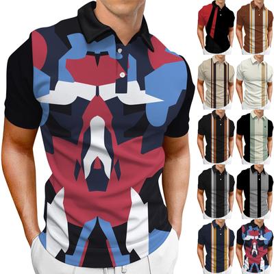Мужская рубашка Рубашка для гольфа Ретро Цветовой контраст На открытом воздухе Уличный с короткими рукавами С принтом Одежда Модельер Повседневный Дышащий