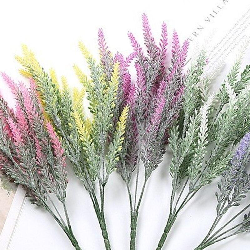 Искусственные цветы Флокированные устойчивые лавандовые связки искусственные растения свадебный букет для свадьбы в помещении на открытом воздухе для дома, кухни, офиса, декор
