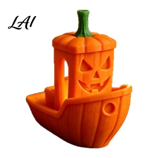 Relaxation Gift Idea 3D Printed Ghost/Pumpkin Boat Figurine Creative Ghost Ornament Mini Pumpkin Fun Sculpture Desktop Decoration for Office Study