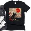 Black Cat Moon T-Shirt, Japanese Mount Fuji Cherry Blossom Art